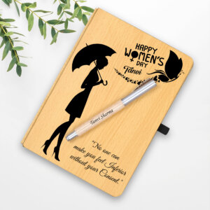 Personalized Wood Diary With Wooden Pen Gift For Women’s Day