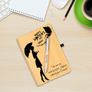 Personalized Wood Diary With Wooden Pen Gift For Women&#8217...