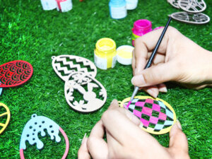 DIY Easter Wooden Egg Ornaments Set of 15 With Colors