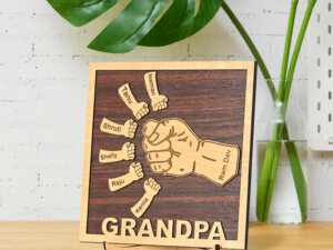Personalized Wooden Gift For Grandpa With Grandchildren Name...