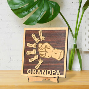 Personalized Wooden Gift For Grandpa With Grandchildren Name...