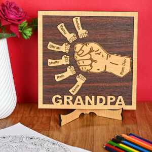 Personalized Wooden Gift For Grandpa With Grandchildren Name...