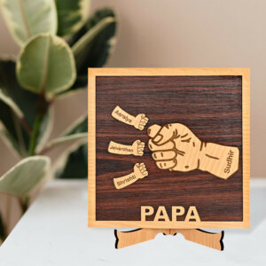 Personalized Wooden Gift For Papa With Kids Names