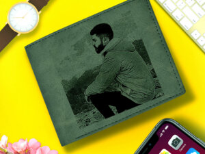 Personalised Green Wallet For Men With Photo For Birthday Gi...