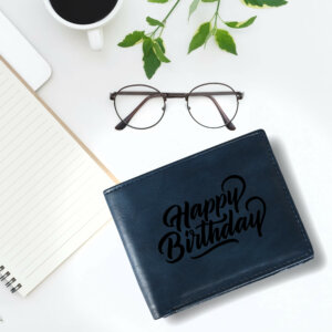 Men Blue PU Leather Personalized Photo Wallet For Birthday