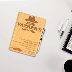 Personalized Handcrafted Wood Diary with Pen Gift For Father