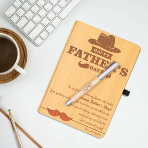 Personalized Handcrafted Wood Diary with Pen Gift For Father