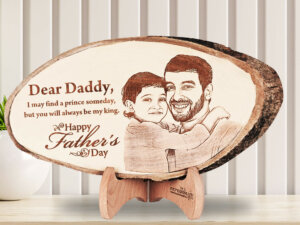 Personalized Engraved Natural Wood Photo Frame Gift For Fath...