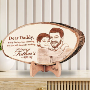 Personalized Engraved Natural Wood Photo Frame Gift For Fath...