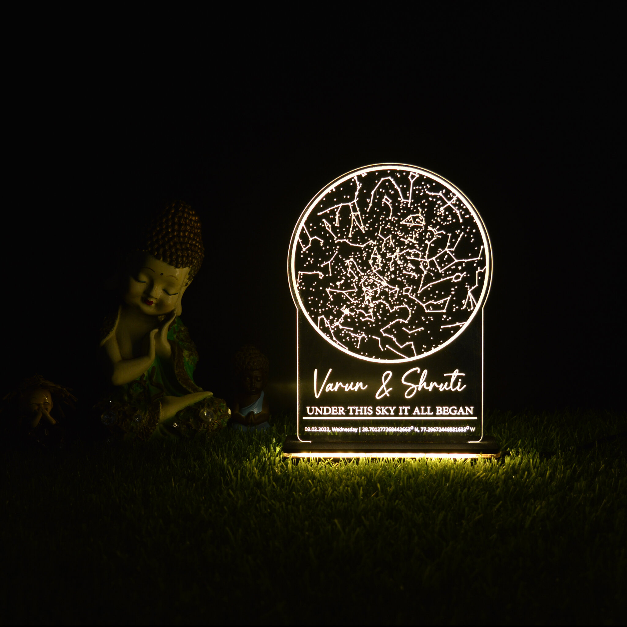 Personalized Flower LED Photo Frame with Wood Light Stand - Incredible ...