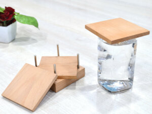 Premium Wooden Coaster Set of 4 For Dining Table With Stand