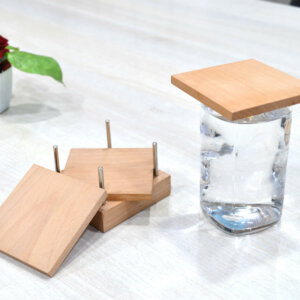 Premium Wooden Coaster Set of 4 For Dining Table With Stand