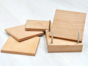 Premium Wooden Coaster Set of 4 For Dining Table With Stand