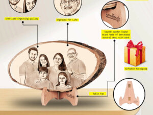 Personalized Engraved Natural Wood Photo Frame Gift For Pare...