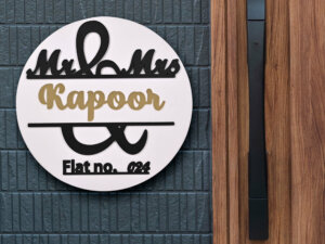 Beautiful Mr & Mrs Customized Wooden Name Plate For Apa...