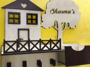 Personalized Wooden Home Design Card & Keychain Holder