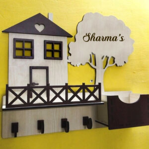 Personalized Wooden Home Design Card & Keychain Holder