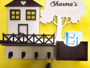 Personalized Wooden Home Design Card & Keychain Holder