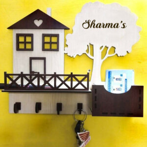 Personalized Wooden Home Design Card & Keychain Holder