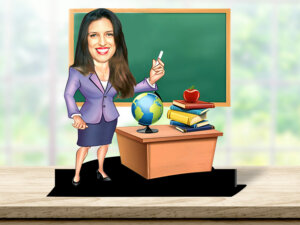 Personalized 3D Caricature Gift for Teacher (Female)