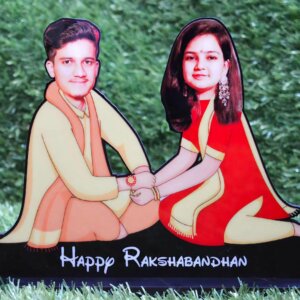 Personalized Brother Sister Photo Caricature for Raksha Band...