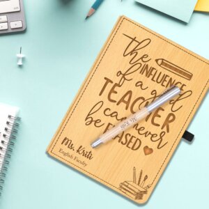 Personalized Handmade Wooden Diary & Wood Pen Gift For Teacher