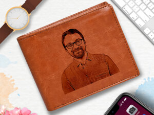 Personalized Tan Men’s Engraved Wallet Gift For Teache...