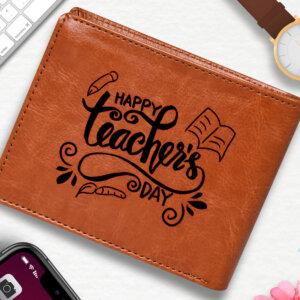 Personalized Tan Men’s Wallet Gift For Teacher