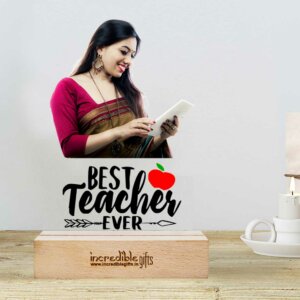 Personalized Photo Frame For Best Teacher Ever With Wood Stand