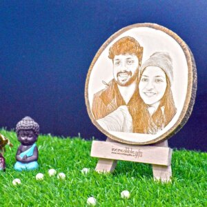 Personalized Natural Wooden Slice Photo Frame For Couple