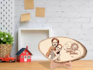 Personalized Natural Wood Photo Frame For Raksha Bandhan