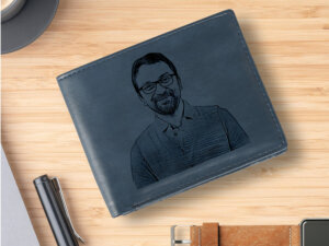 Personalized Blue Men’s Engraved Wallet Gift For Teach...