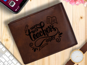 Personalized Brown Men’s Engraved Wallet Gift For Teac...