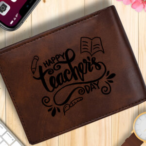 Personalized Brown Men’s Wallet Gift For Teacher