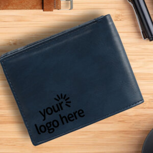 Personalized Men’s Colleague Photo Blue Wallet With Company Logo