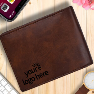 Personalized Men’s Colleague Photo Brown Wallet With Company Logo