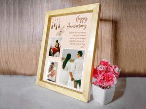 Personalized Three Picture Collage Photo Frame for Couple
