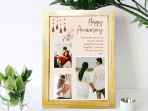 Personalized Three Picture Collage Photo Frame for Couple