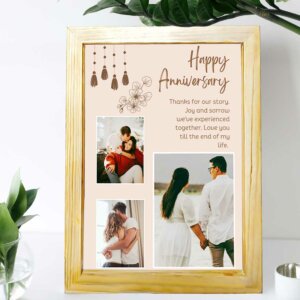 Personalized Three Picture Collage Photo Frame for Couple