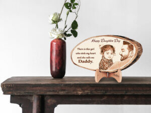 Personalized Engraved Natural Wood Photo Frame Gift For Daug...