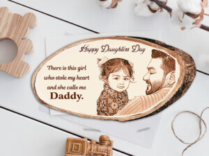 Personalized Engraved Natural Wood Photo Frame Gift For Daug...
