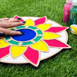 Sun Flower Reusable Stencil for floor with 6 rangoli colours