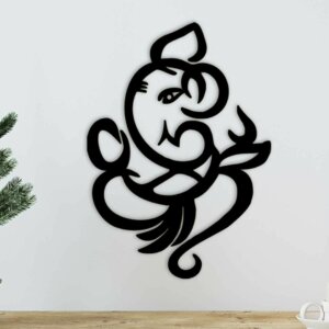 Lord Ganesha Wall Decor For Home (Black)