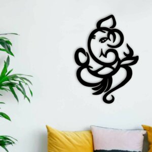 Lord Ganesha Wall Decor For Home (Black)