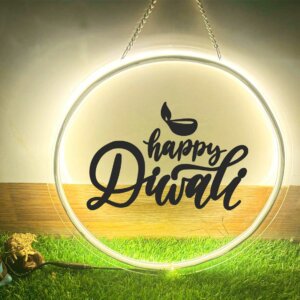 Happy Diwali LED Neon Ring Light for Festive Home Decor