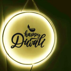 Happy Diwali LED Neon Ring Light for Festive Home Decor