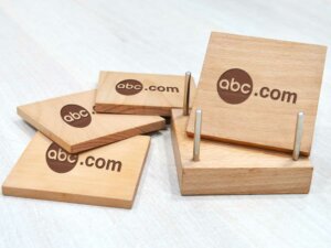Customizable Premium Wooden Coaster Set of 4 With Company Lo...