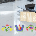 Divine Harmony Shanku Chakra Rangoli Stencils Set with 6 Colors