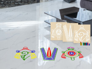 Divine Harmony Shanku Chakra Rangoli Stencils Set with 6 Col...