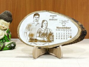Customized Engraved Natural Wood Anniversary Calendar Photo ...